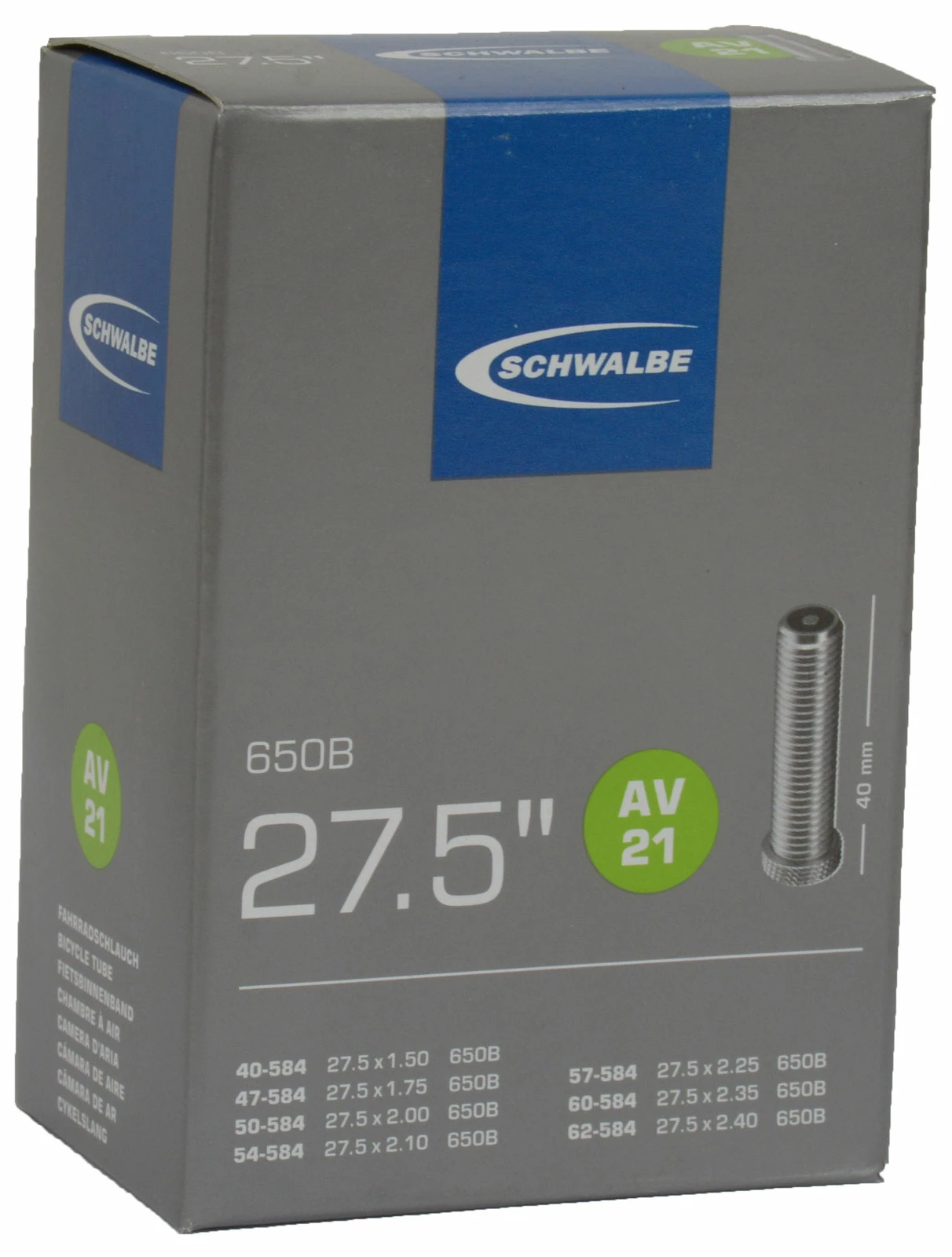 Schwalbe Chambre à Air AV 21 Pour 27,5 1 Schwalbe Chambre à Air AV 21 Pour 27,5