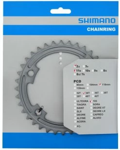 Shimano Plateau Pour FC-R7000 50/34 Dents 7 Shimano Plateau Pour FC-R7000 50/34 Dents -Vélos Soldes 105 FC R7000 34 silber Verpackung