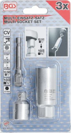 BGS Technic Multi-usages Avec Jeu D'adaptateurs 3 Pièces -Vélos Soldes BGS technic 92533 09 Multi Einsatz mit Adapter Satz 3 teilig