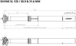 BikeYoke Tige De Selle Divine SL 31,6 Vario 10 BikeYoke Tige De Selle Divine SL 31,6 Vario -Vélos Soldes BikeYoke Dimensions Divine SL 125 min