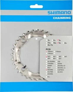 Shimano DEORE Plateau Pour FC-M532 -Vélos Soldes Shimano DEORE Kettenblatt fur FC M532 32T Y1J898070