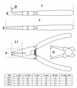 BGS Technic Jeu De Pinces à Circlips 175mm -Vélos Soldes bgs technic 447 Sprengringzangen Satz 175mm 7
