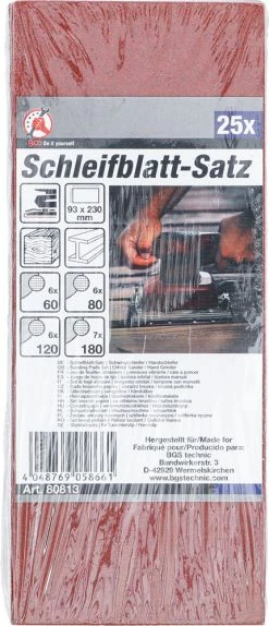 BGS Technic Jeu De Papier Abrasif 25 Pièces 5 BGS Technic Jeu De Papier Abrasif 25 Pièces -Vélos Soldes bgs technic 80813 09 Schleifpapier Satz 25 teilig